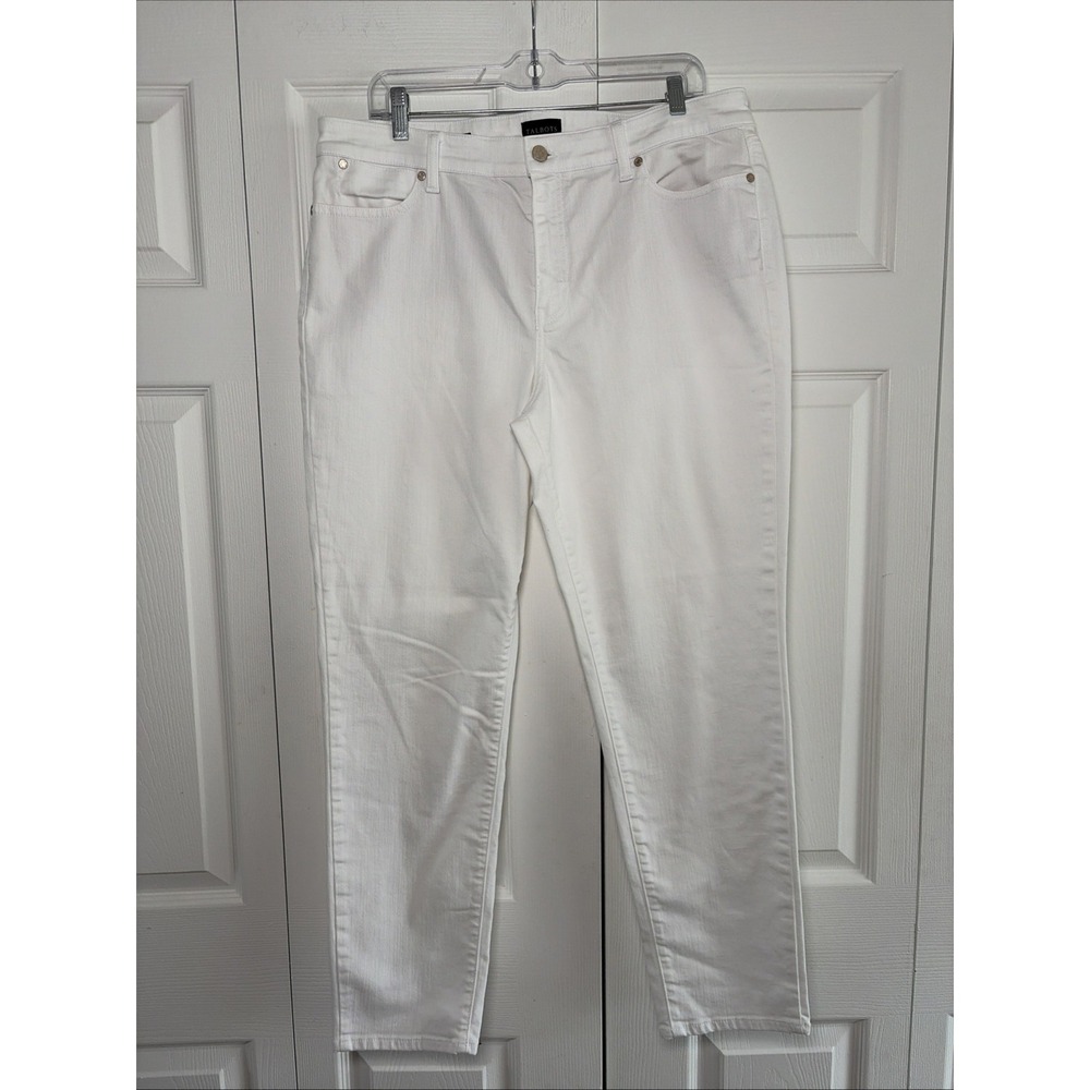 Talbots Slim Ankle Jean Womens Size 14 White Stretch Cotton Lyocell Denim Preppy